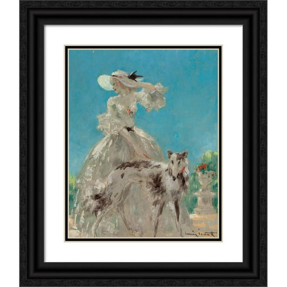 Louis Icart 12x14 Black Ornate Wood Framed Double Matted Museum Art Print Titled: In Versailles