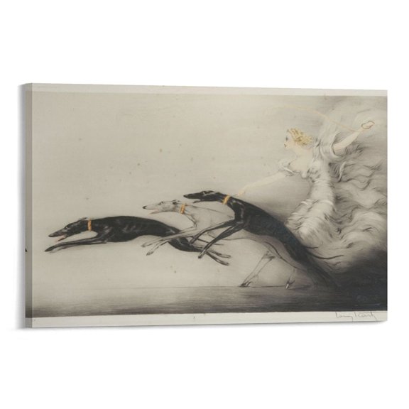 Louis Icart Coursing, Model Painting Poster Painting On Canvas Wall Art Poster Scroll Picture Print Living Room Walls Decor Home Posters 08x12inch(20x30cm)