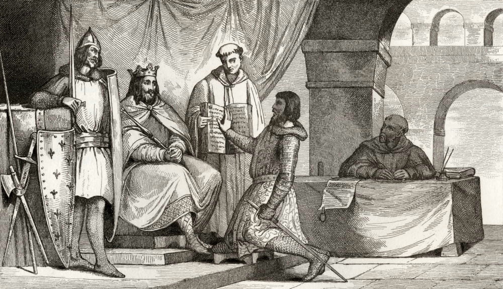 Louis Ii The Stammerer 848 To 879 Receives An Oath Of Allegiance From A Noble From Histoire De France By Colart Published Circa 1840 Canvas Art - Ken Welsh  Design Pics (19 x 11)