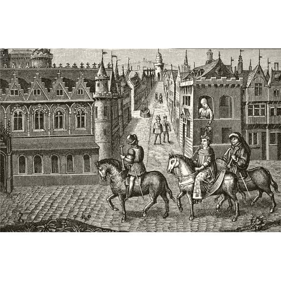 Louis Ix King of France 1214 To 1270 Has Pot of Urine Poured On Him by A Student As He Rides To Church In Paris After Poster Print - Large - 36 x 22