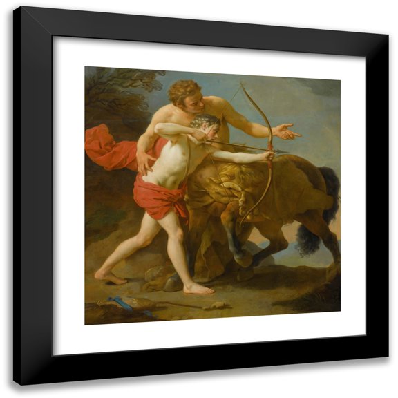 Louis-Jean-François Lagrenée 12x12 Black Modern Framed Museum Art Print Titled - The Centaur Chiron Instructing Achilles