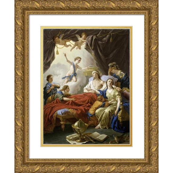 Louis-Jean-François Lagrenée 15x18 Gold Ornate Wood Frame and Double Matted Museum Art Print Titled - Allegory on the Death of the Dauphin (1765)