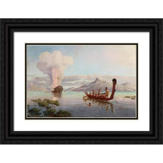 Louis John Steele 24x17 Black Ornate Framed Double Matted Museum Art Print Titled: The Blowing Up of the Boyd