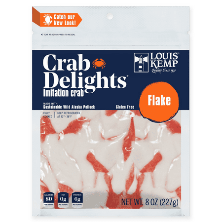 Louis Kemp Crab Delights Fresh Wild Alaska Pollock Imitation Crab Flake Style, 0.5 lb Packet