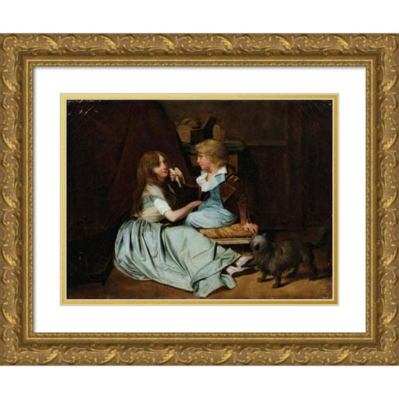 Louis Léopold Boilly 18x15 Gold Ornate Wood Frame and Double Matted Museum Art Print Titled - The Cherished Dove