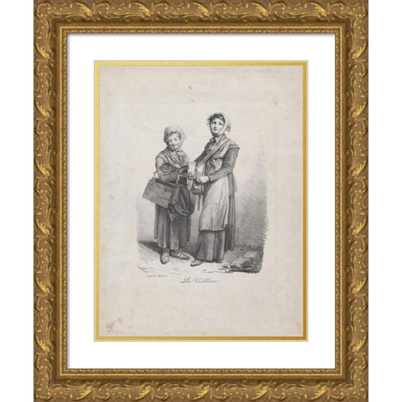 Louis Léopold Boilly 19x24 Gold Ornate Framed and Double Matted Museum Art Print Titled - The Hurdy-Gurdy Player (1822)