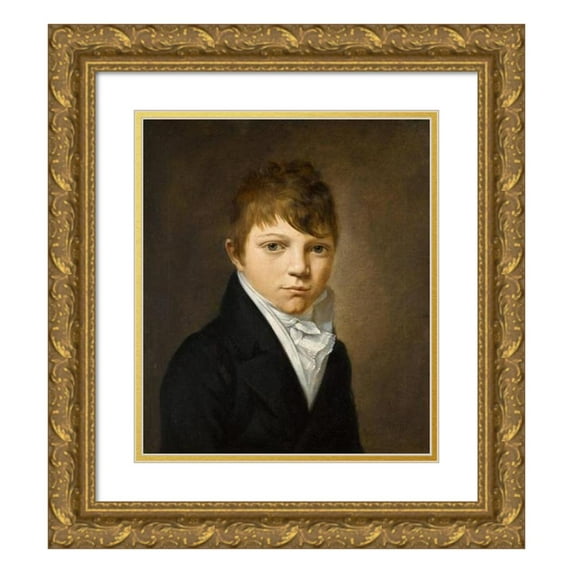 Louis Léopold Boilly 20x23 Gold Ornate Framed and Double Matted Museum Art Print Titled - Portrait of a Young Boy