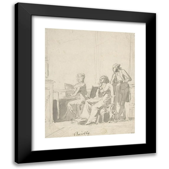 Louis Léopold Boilly 20x24 Black Modern Framed Museum Art Print Titled - Conversation Piece (1761-1845)