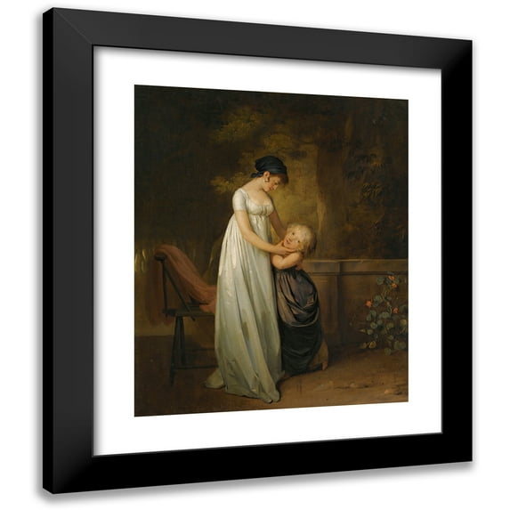 Louis Léopold Boilly 20x24 Black Modern Framed Museum Art Print Titled - Maternal Caresses