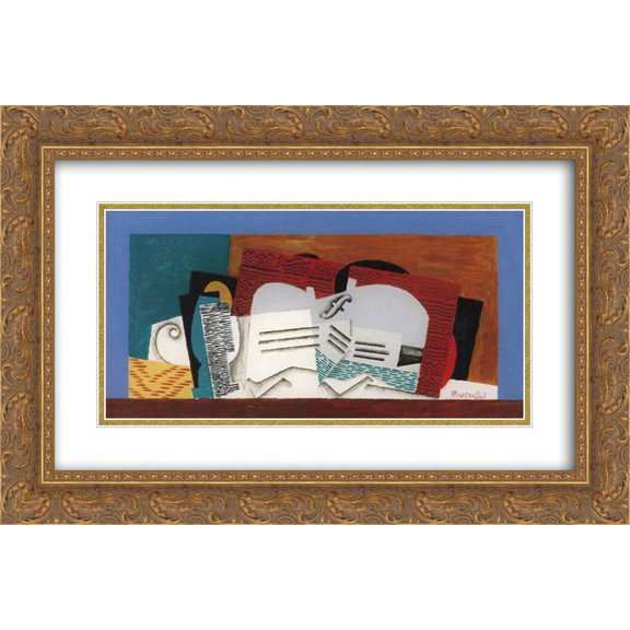 Louis Marcoussis 2x Matted 24x16 Gold Ornate Framed Art Print 'Glass and Violin'