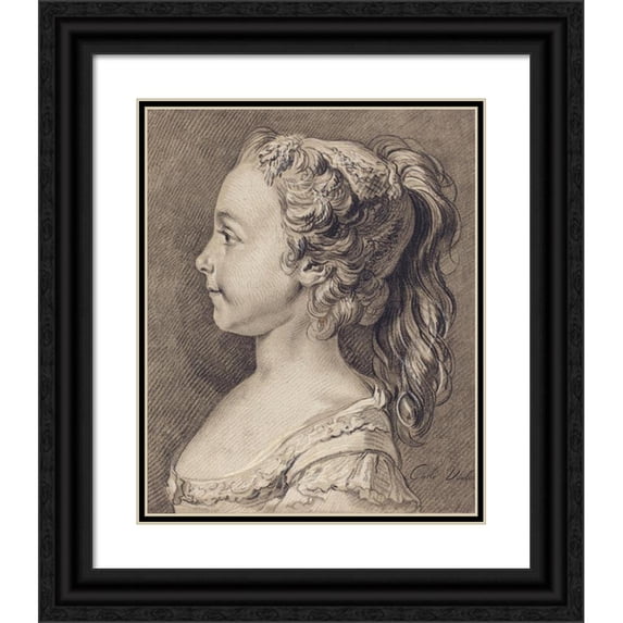 Louis-Marin Bonnet 15x18 Black Ornate Wood Framed Double Matted Museum Art Print Titled - Marie-Rosalie Vanloo (C. 1764)