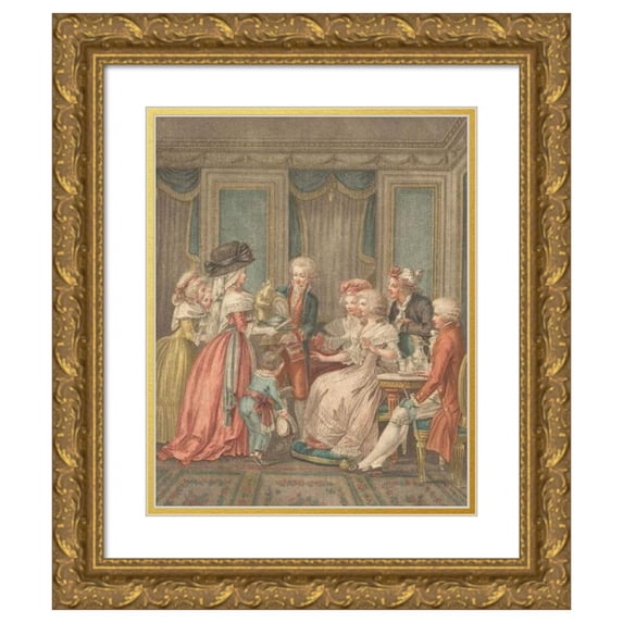 Louis-Marin Bonnet 15x18 Gold Ornate Wood Frame and Double Matted Museum Art Print Titled - New Year's Day Presents