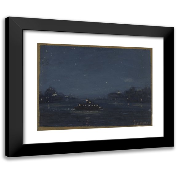 Louis Michel Eilshemius 14x12 Black Modern Framed Museum Art Print Titled - Ferryboat At&nbsp;Night (ca.&nbsp;1910-13)