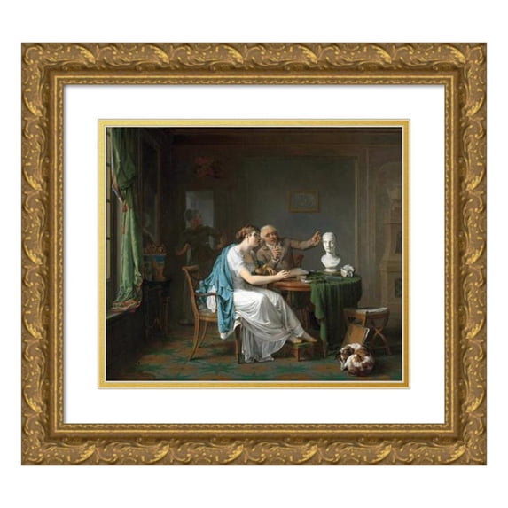 Louis Moritz 17x15 Gold Ornate Wood Frame and Double Matted Museum Art Print Titled - The Drawing Lesson (1808)
