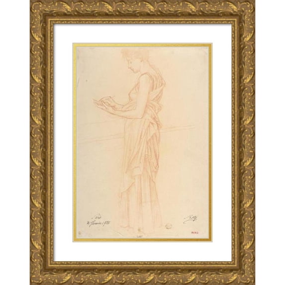 Louis-Oscar Roty 18x24 Gold Ornate Framed and Double Matted Museum Art Print Titled - Study of a Woman (1906)