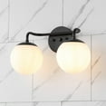 thumbnail image 1 of JONATHAN Y Louis Parisian Globe 15" 2-Light Metal/Frosted Glass Modern Contemporary LED Vanity Light, Black, 1 of 13