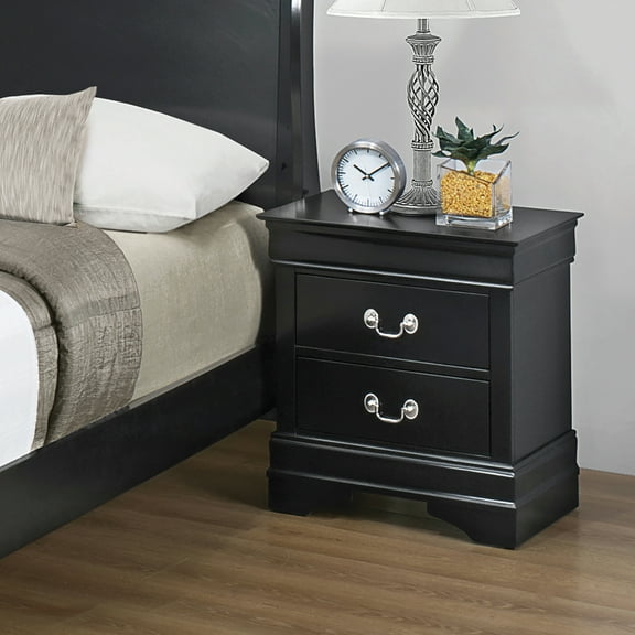Louis Philippe 2-drawer Nightstand Black