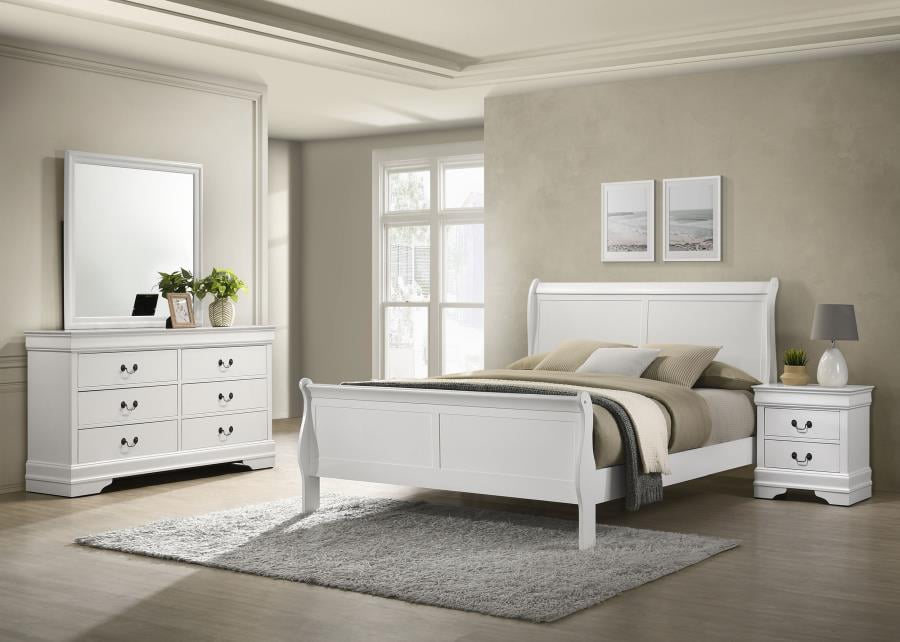 Coaster Louis Philippe 4-Piece Traditional Wood Queen Bedroom Set White
