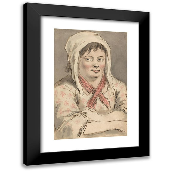 Louis Philippe Boitard 17x24 Black Modern Framed Museum Art Print Titled - A Young Peasant Girl with Arms Folded