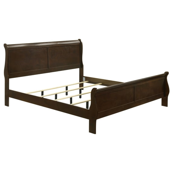 Louis Philippe Eastern King Panel Sleigh Bed Cappuccino