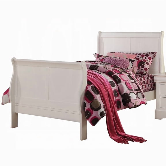 Louis Philippe III White Full Sleigh Bed (330LBS Capacity: Solid Pine Frame, Classic French Style, Box Spring Required)