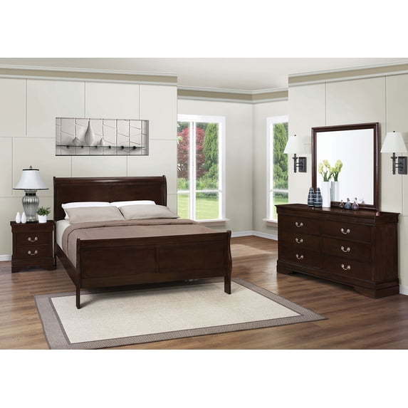 Coaster Louis Philippe 4-Piece Full Bedroom Set, Cappuccino