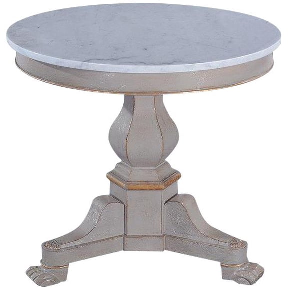 Louis Philippe Style Pewter Lamp Table with Marble