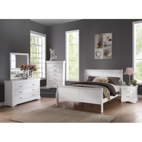 Louis Philippe White Finish 2PCS Bedroom Set (E. King)