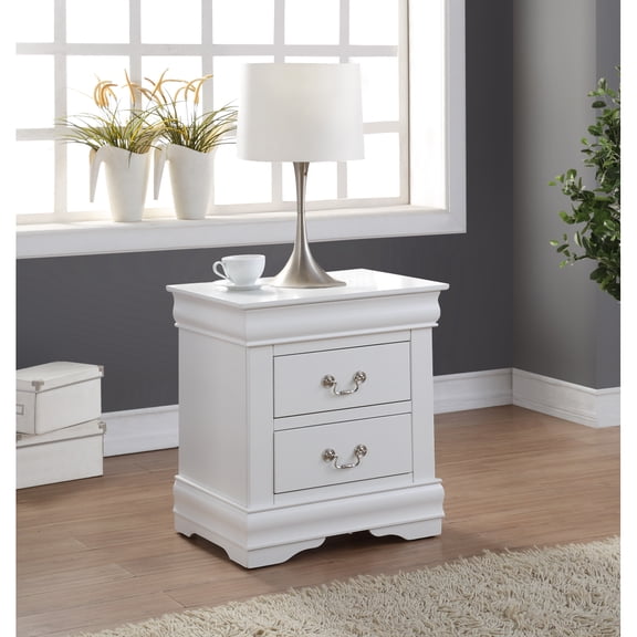 Louis Philippe White Finish Nightstand Classic Bedroom Side Table with Storage Traditional Style
