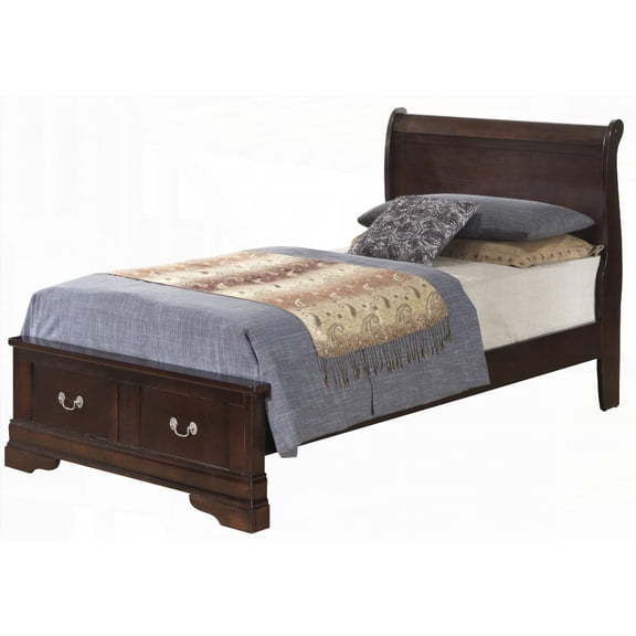 Twin Size Solid Wood Platform Bed with Wood Trim, Dove Tail Drawers, Cappuccino for Bedroom