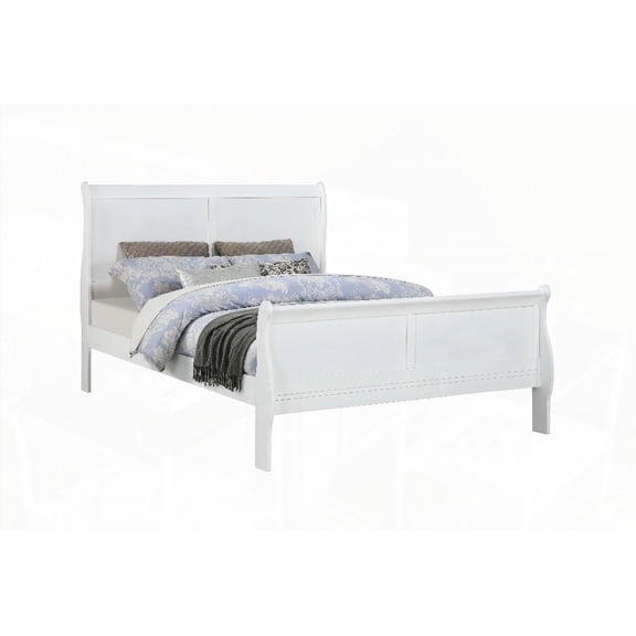 Louis Phillipe White Finish King Size Bed Having French Dovetail and Dustproof Drawers