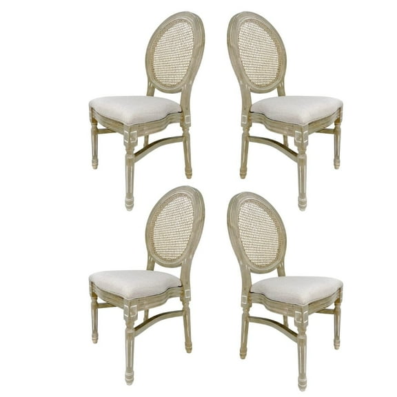 Louis Pop Fabric Seat with Rattan Back Chair by Chivari Antique