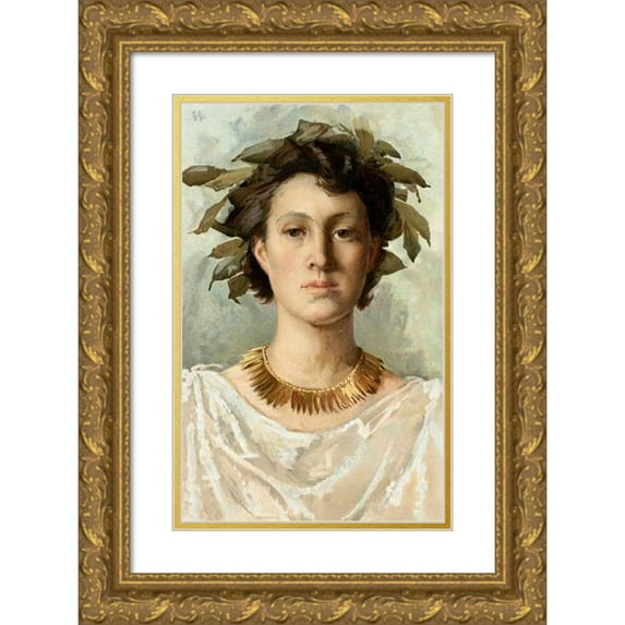 Louis Prang 13x18 Gold Ornate Wood Frame and Double Matted Museum Art Print Titled - Young Roman (ca. 1861-1897)