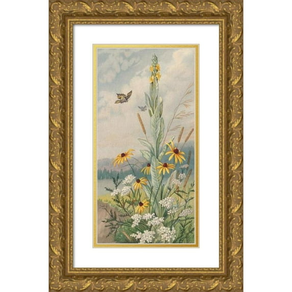 Louis Prang 14x24 Gold Ornate Framed and Double Matted Museum Art Print Titled - Flowers of the Meadow (ca. 1861-1897)