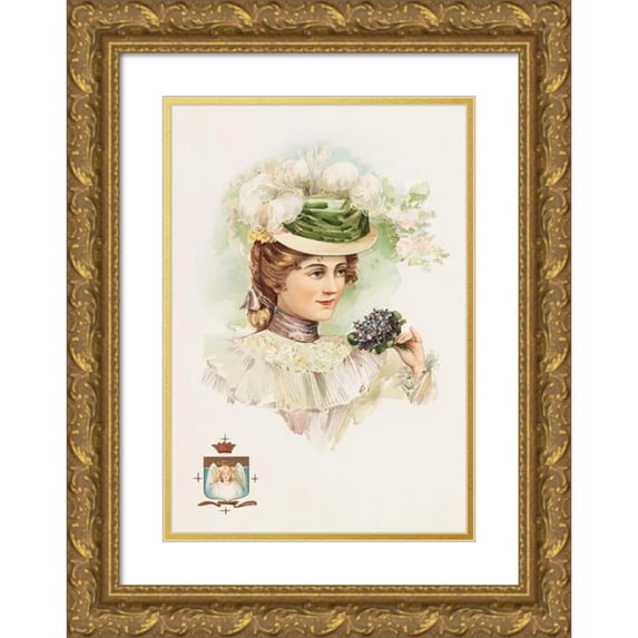 Louis Prang 17x24 Gold Ornate Framed and Double Matted Museum Art Print Titled - Woman with Posy (ca. 1861-1897)