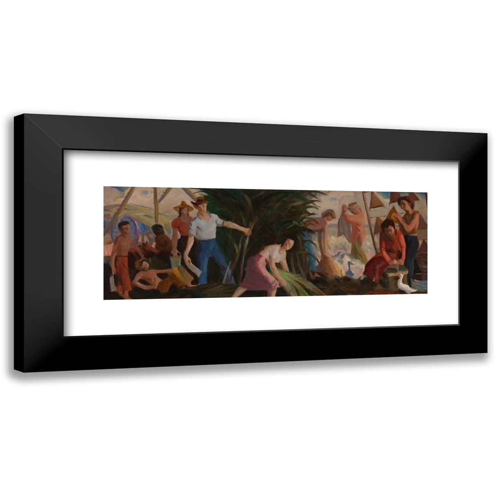 Louis Raynaud 14x8 Black Modern Framed Museum Art Print Titled The Harvest (Mural Study