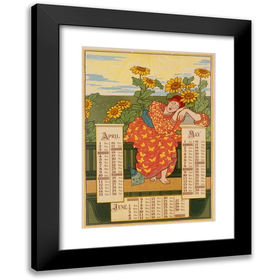 Louis Rhead 14x18 Black Modern Framed Museum Art Print Titled - April, May, June (1896)