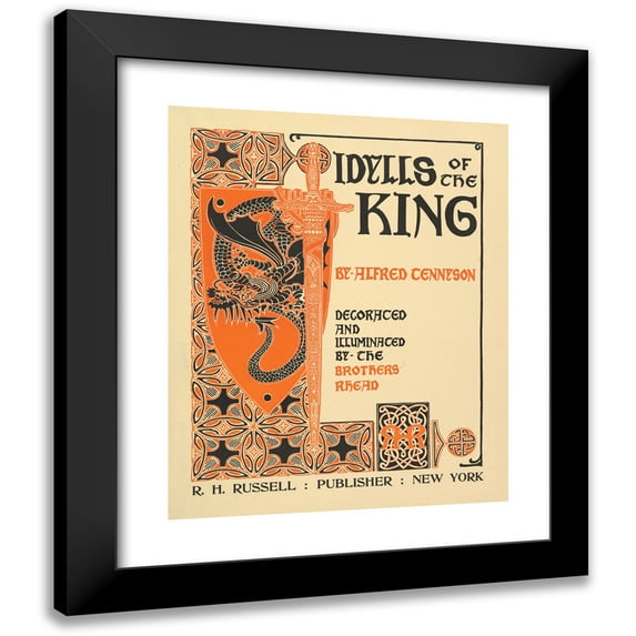 Louis Rhead 20x24 Black Modern Framed Museum Art Print Titled - Idylls of the King by Alfred Tennyson (1898)