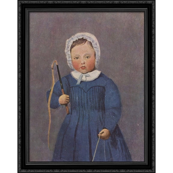 Louis Robert as a Child 28x34 Large Black Ornate Wood Framed Canvas Art by Camille Corot