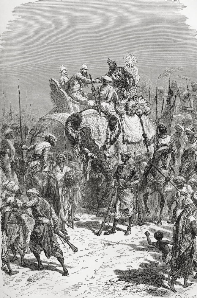 Louis Rousselet Meeting An Indian Raja In 1864 Louis-Th Canvas Art - Ken Welsh Design Pics (22 x 36)