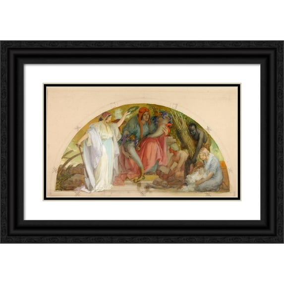 Louis Schaettle 18x12 Black Ornate Wood Framed Double Matted Museum Art Print Titled - Wealth of the Soil (ca. 1916)