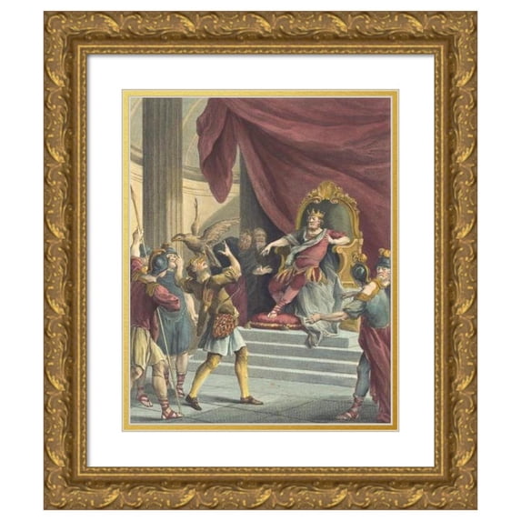 Louis-Simon Lempereur 12x14 Gold Ornate Wood Frame and Double Matted Museum Art Print Titled - The King, the Milan, and the Hunter (The King, the Kite, and the Hunter) (1759)