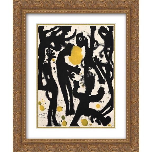 Louis Soutter 2x Matted 20x24 Gold Ornate Framed Art Print 'Lunes et petites lunes tournez'