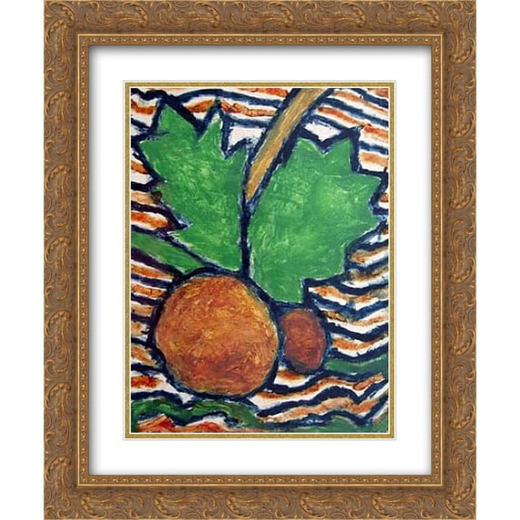 Louis Soutter 2x Matted 20x24 Gold Ornate Framed Art Print 'Pruneaux, Tranche, Feuille'