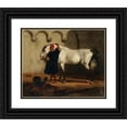 thumbnail image 1 of Louis-Théodore Devilly 17x15 Black Ornate Wood Framed Double Matted Museum Art Print Titled - Horse in the Stable (1858), 1 of 5