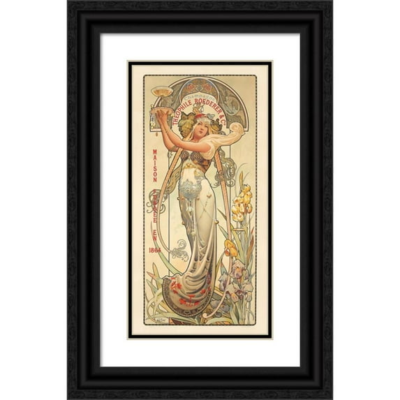 Louis-Théophile Hingre 9x14 Black Ornate Wood Framed Double Matted Museum Art Print Titled: Theophile Roederer and Co. Champagne (1897)