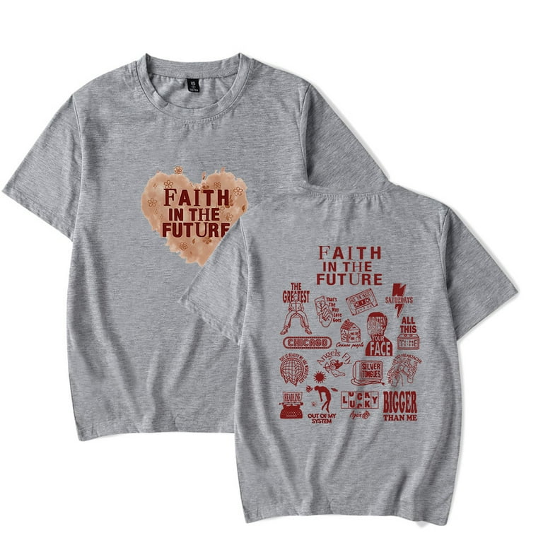 HXZQJECV Louis Tomlinson Faith in The Future World Tour merch T-Shirt Short Sleeve Women Men Summer Tee Top Tshirt, Adult Unisex, Size: 2XL, Gray