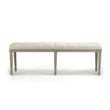 Louis Tufted Bench, Natural Linen - 54 x 19 x 16 in.