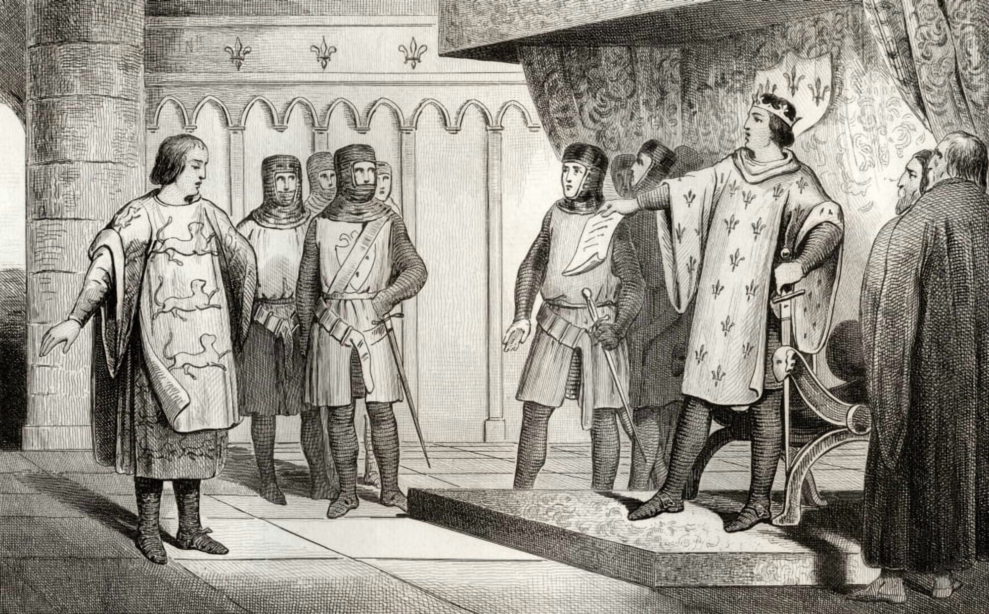 Louis Viii The Lion 1187 To 1226 Receives An Envoy From His Enemy Henry Iii 1207 To 1272 Of England From Histoire De France By Colart Published Circa 1840 Canvas Art - Ken Welsh Design Pics (36 x 22)