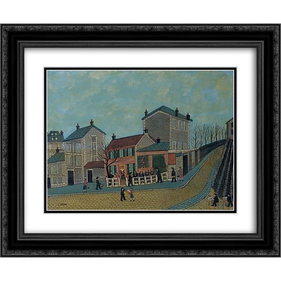Louis Vivin 2x Matted 24x20 Black Ornate Framed Art Print 'Paris Montmartre, Cabaret Lapin Agile'